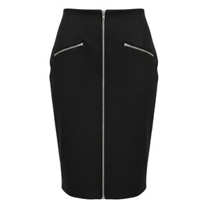 Charlotte Russe Black Zippered Front Pencil Skirt Size Medium Rocker Moto Grunge